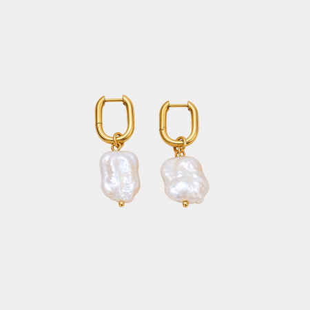 Chunky pearly oval hoops