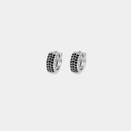 Bold Onyx Huggie Silver
