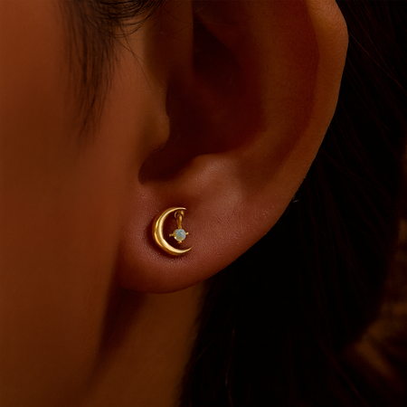 Opal Crescent Stud