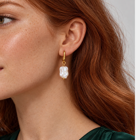 Chunky pearly oval hoops