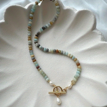 Load image into Gallery viewer, Beaded Sage Pearl necklace
