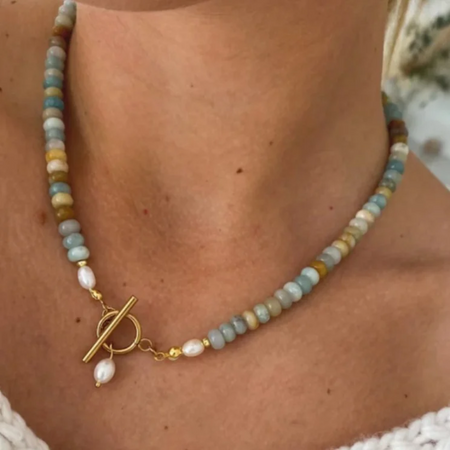 Beaded Sage Pearl necklace